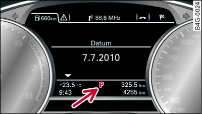 Display: Selector lever positions